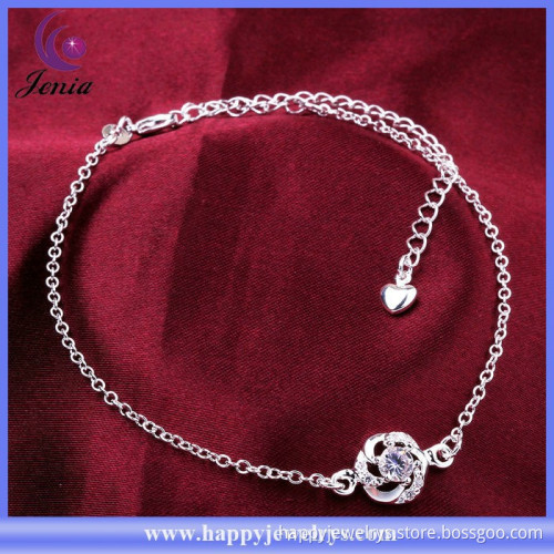 New elegant design charm anklet 925 silver plated cheap foot jewelry anklet (CA035-B)